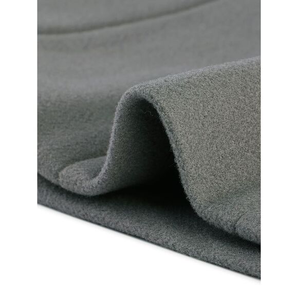 Double Breasted Short Pea Coat Tie Waist Winter Lapel Overcoat with Belt Grey - Picture 5 of 5